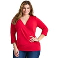 thumbnail image 1 of Avenue Women's Plus Size Side Ruched Faux Wrap Top, 1 of 2