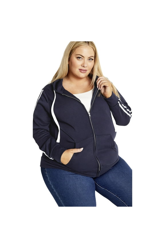 Women's Plus Size Side Stripe Zip Hoodie