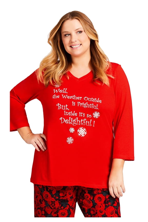 Women's Plus Size Slogan Sleep Top