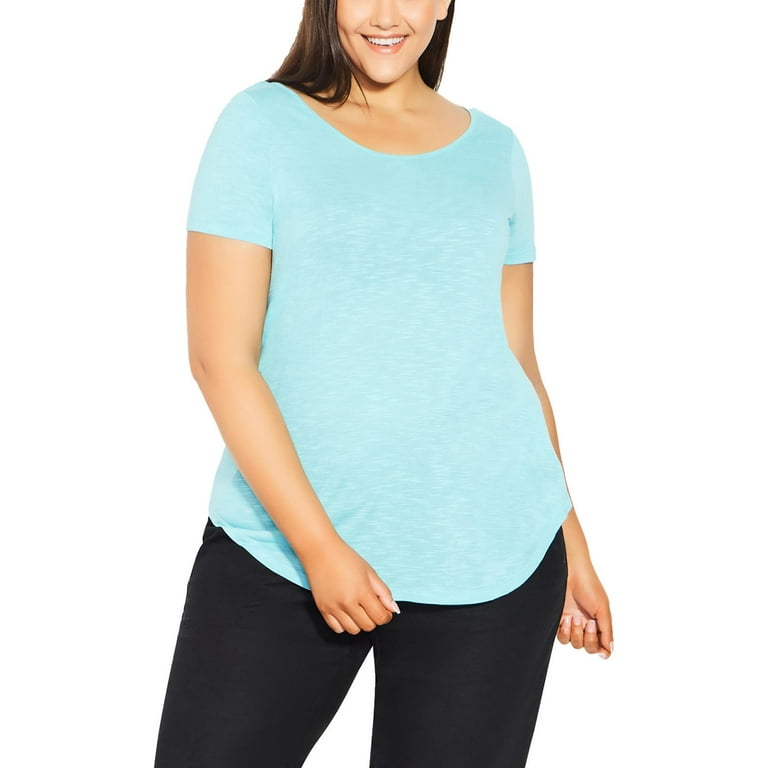 Evans Womens Plus Slub Viscose T Shirt Walmart
