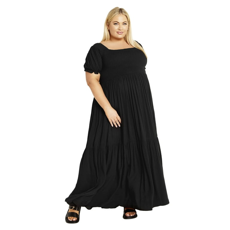 Avenue Women's Plus Size Sophia Shirred Bodice Maxi Dress - Walmart.com