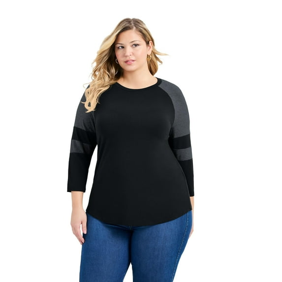 Avenue Women's Plus Size Splice Sleeve Color Top