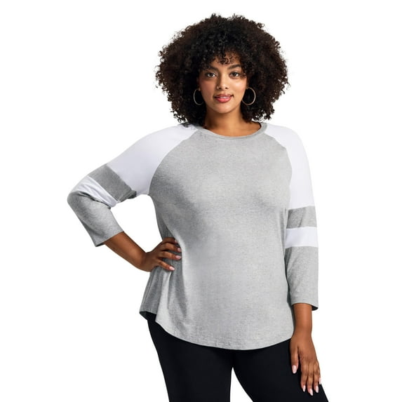 Avenue Women's Plus Size Splice Sleeve Color Top