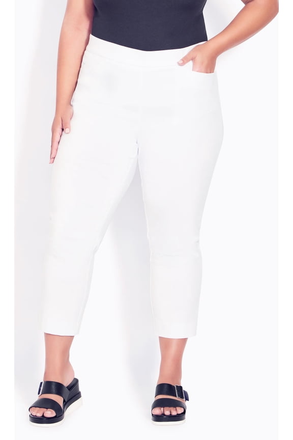 Women's Plus Size Super Stretch Crop Pants - White