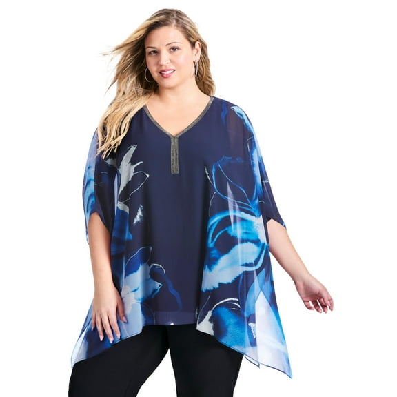 Avenue Women's Plus Size Take Me Out Embellished Blouse