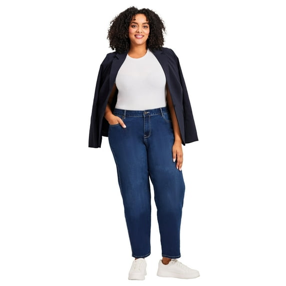 Avenue Women's Plus Size Tall Butter Denim Straight Leg Jean