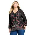 thumbnail image 1 of Avenue Women's Plus Size Tamlyn Lace Up Print Top, 1 of 2