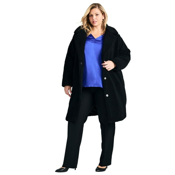 Avenue Women's Plus Size Teddy Longline Coat