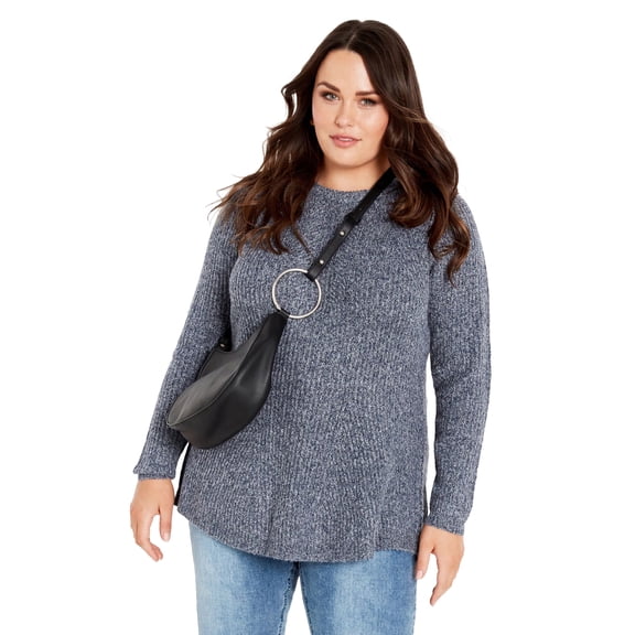 Avenue Women's Plus Size Tia Curved Hem Tunic Sweater