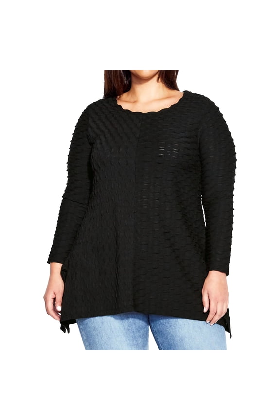Womens Tiarne Texture Tunic Blouse, Black, Plus Size, 20W