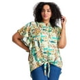 thumbnail image 1 of Avenue Women's Plus Size Tie Front Scarf Sleeve Blouse, 1 of 2