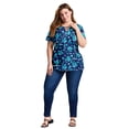 thumbnail image 1 of Avenue Women's Plus Size Triple Keyhole Short Sleeve Tee, 1 of 2