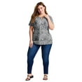 thumbnail image 1 of Avenue Women's Plus Size Triple Keyhole Short Sleeve Tee, 1 of 2