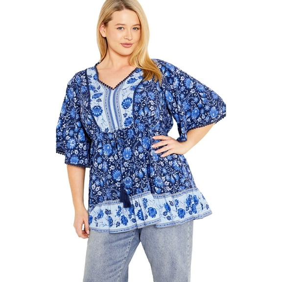 Avenue Women's Plus Size Utopia Border Tunic