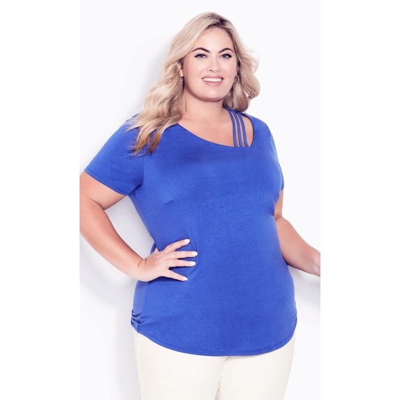 Avenue Women's Plus Size V Cut Out Short Sleeves Top