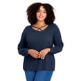 thumbnail image 1 of Avenue Women's Plus Size V-Neck Criss-Cross Top, 1 of 2