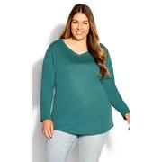 Avenue Women's Plus Size V Neck Essential 3/4 Sleeve Tee T-Shirt Top Pullover Style