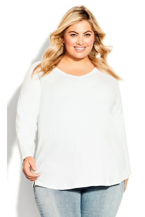 Women's Plus Size V Neck Essential 3/4 Sleeve Tee T-Shirt Top Pullover Style