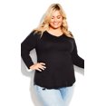 thumbnail image 1 of Plus Size V Neck Essential Long Sleeve T-Shirt Black 14W, 1 of 2