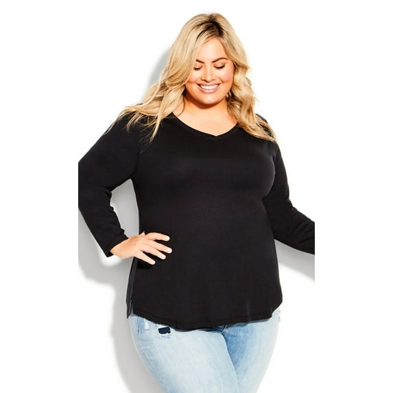 Avenue Women's Plus Size V Neck Essential 3/4 Sleeve Tee T-Shirt Top Pullover Style