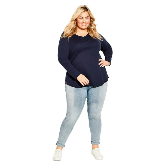 Avenue Women's Plus Size V-Neck Essential Long Sleeve Tee