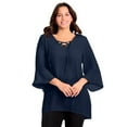 thumbnail image 1 of Avenue Women's Plus Size V-Neck Lace-Up Bell Sleeve Tunic, 1 of 2