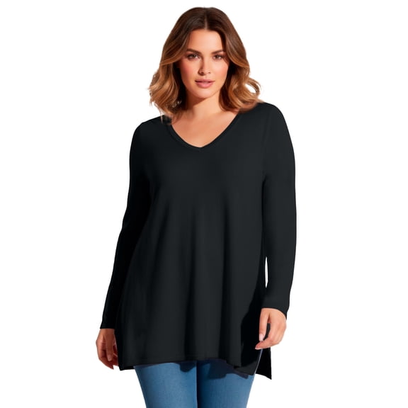 Avenue Women's Plus Size V-Neck Tunic Sweater