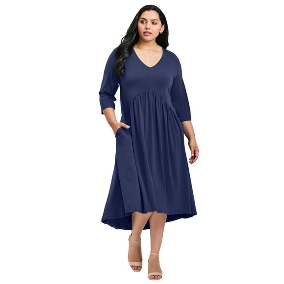 Avenue Women's Plus Size Valery V-Neckline Ity Jersey Dress