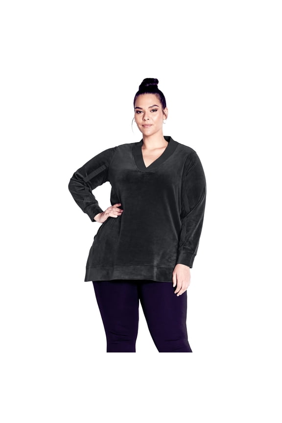 Women's Plus Size Velour Panel Top