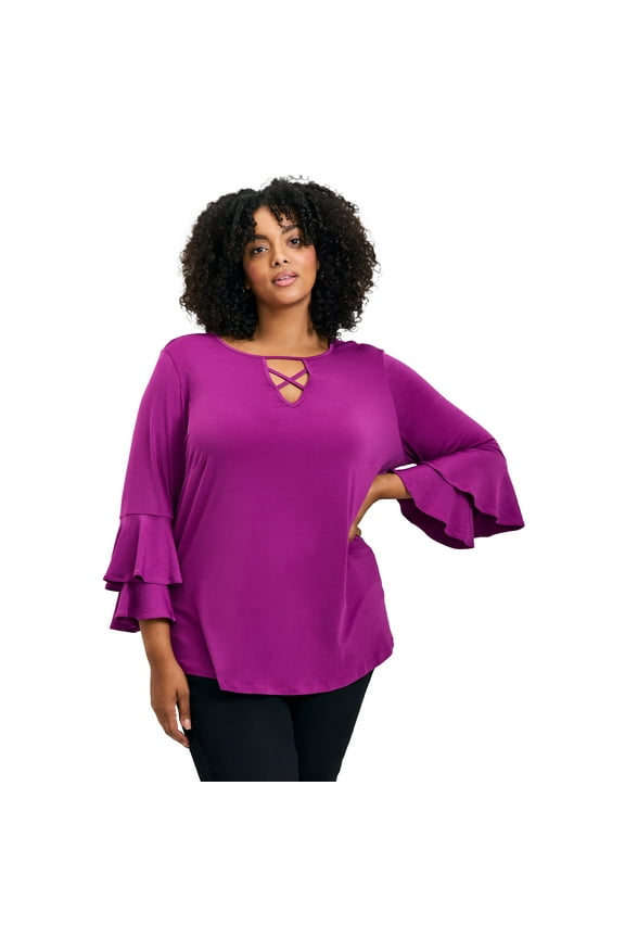 Women's Plus Size Vienna Bell Sleeve Top
