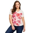 thumbnail image 1 of Avenue Women's Plus Size V-Neck Short Sleeve Graphic Tee, 1 of 2
