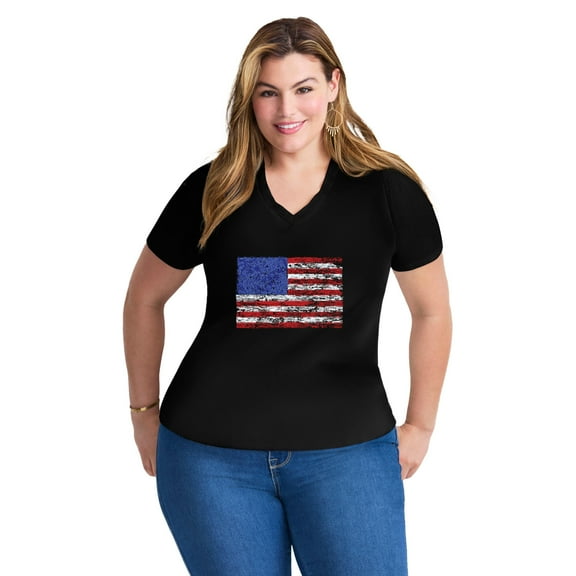 Avenue Women's Plus Size V-Neck Short Sleeve Graphic Tee