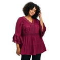 thumbnail image 1 of Avenue Women's Plus Size Wallflower Lace Detail Tunic, 1 of 2