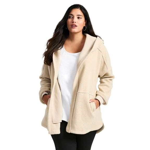Avenue Women's Plus Size Weekender Hooded Fleece Jacket