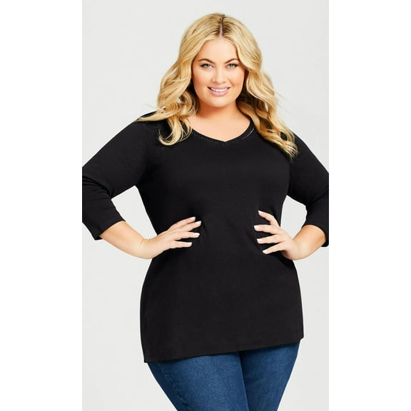 Avenue Women's Plus Size Wessex Essential Longline Tee Top