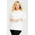 thumbnail image 1 of Avenue Women's Plus Size Wessex Essential Longline Tee V-Neck With Crochet Trim 3/4 Sleeves, 1 of 4