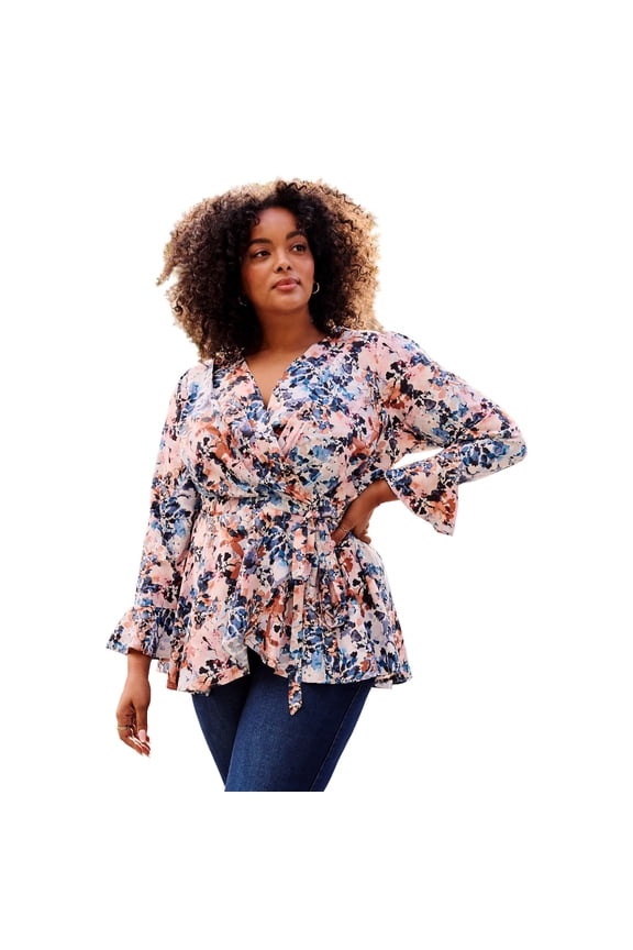 Women's Plus Size Wrap Peplum Top
