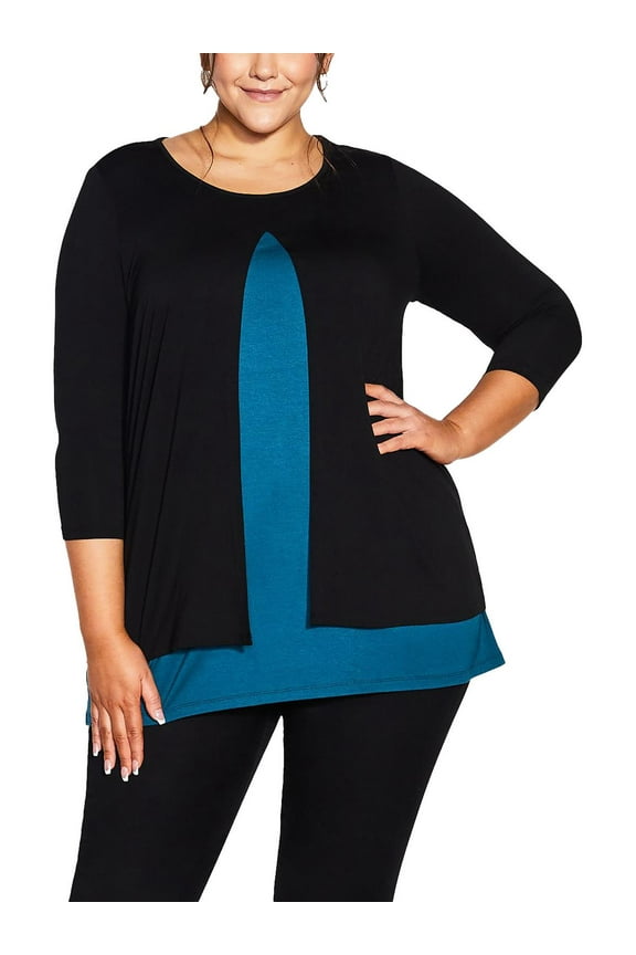 Women's Plus Size Alex Round Neckline Relaxed Tunic Top