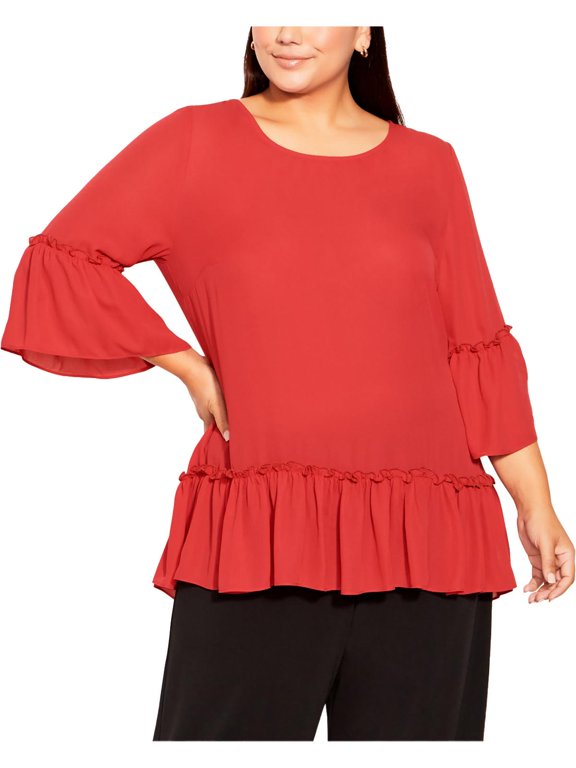 Womens Plus Estella Ruffled B Blouse