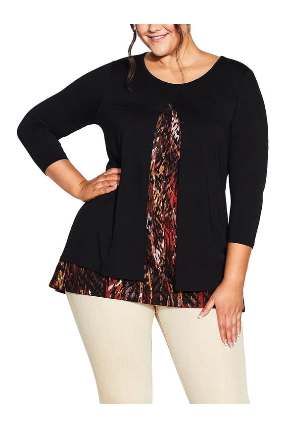 Women's Plus Size Alex Print Round Neckline Relaxed Tunic Top