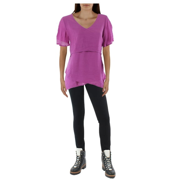 Avenue Womens Plus Layered V-Neck Tunic Top