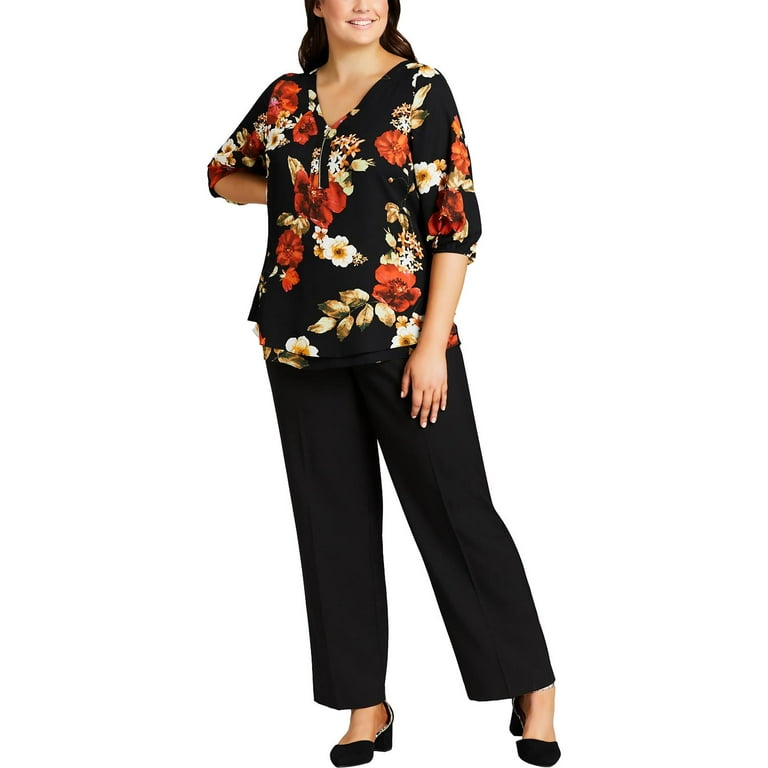 Avenue Womens Plus Size Cool Hand Curvy Pants Black - Tall 