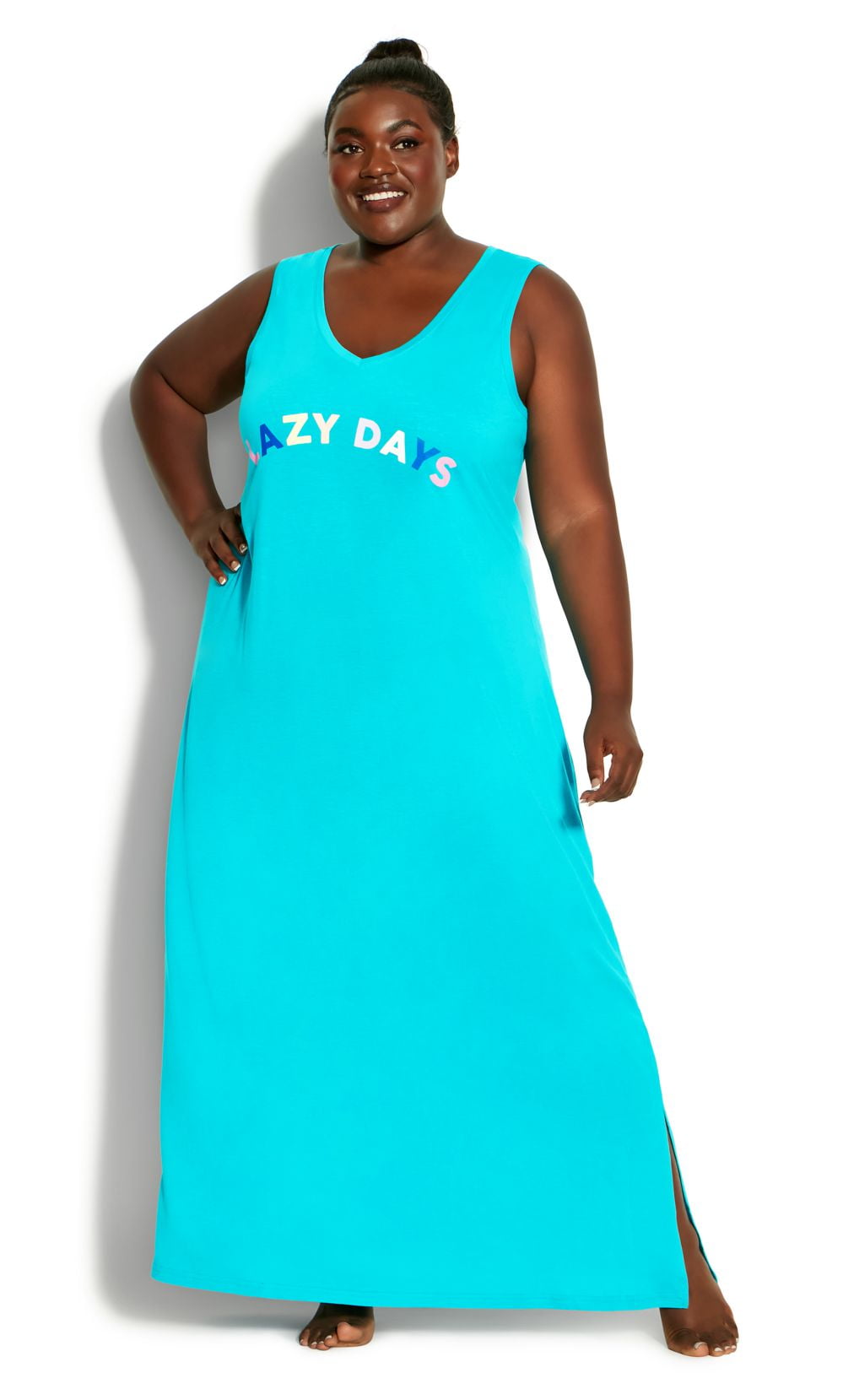 Avenue Womens Plus Size Sleeveless Printed Maxi Sleep Dress Walmart