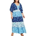 thumbnail image 1 of Avenue Womens Plus Smocked Long Maxi Dress, 1 of 2
