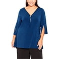 thumbnail image 1 of Avenue Womens Plus Zipper Split Sleeve Tunic Top, 1 of 4