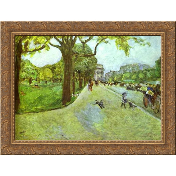 Avenue du Bois in Boulogne 24x20 Gold Ornate Wood Framed Canvas Art by Bonnard, Pierre
