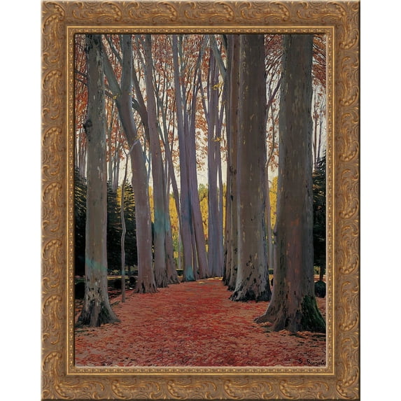 Avenue of Plane Trees 24x20 Gold Ornate Wood Framed Canvas Art by Santiago Rusinol