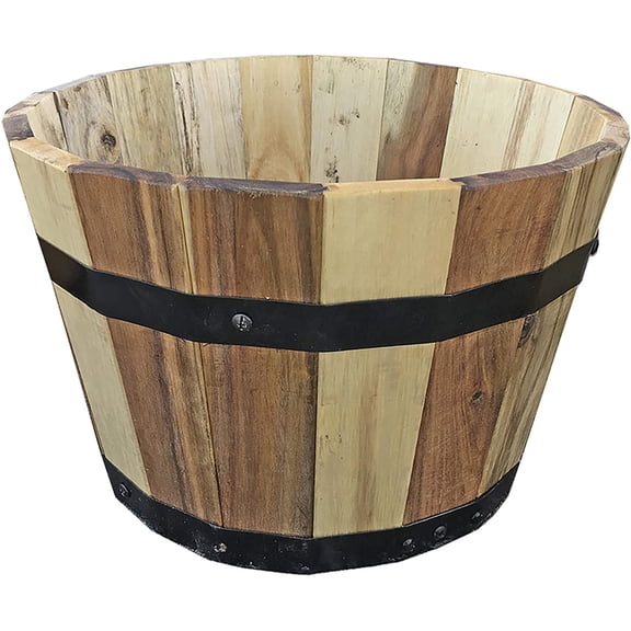 AVERA HOME GOODS LLC Wood Barrel Planter, 13 x 8.25-In. AWP304130