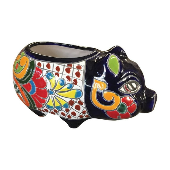 Avera Products Talavera 6 in. H X 9 in. W Ceramic Pig Planter Multicolored