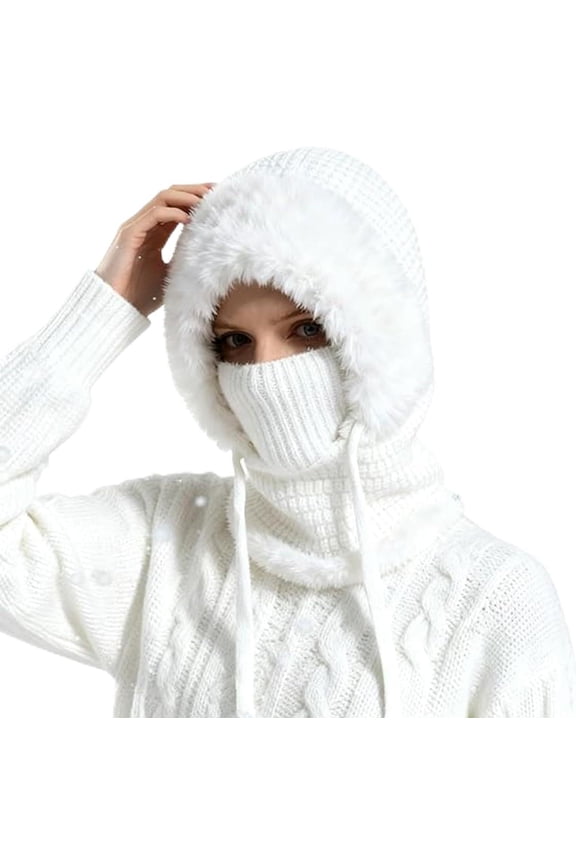 Averageon 3 in 1 Beanie Hat for Women, 2026 new 3-in-1 Knitted Beanie Hat, Winter Windproof Full Cover Cold Resistant Knit Hooded Scarf&Neck Warmer